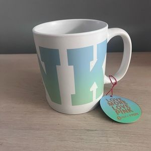 PINK Victoria’s Secret 880 ml large ceramic mug white blue